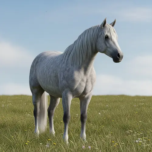 Majestic Dappled-Grey Andalusian Horse in Serene Afternoon