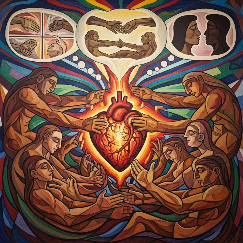 Abstract Image Symbolizing Empathy in Diego Rivera Style Abstract Image Symbolizing Empathy in Diego Rivera Style