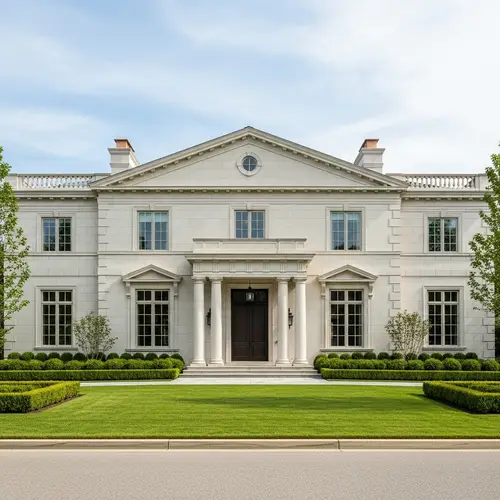 Classical Style Single-Family Home with Symmetrical Windows and Grand Columns