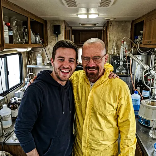 Epic Selfie with Walter White in RV Meth Lab