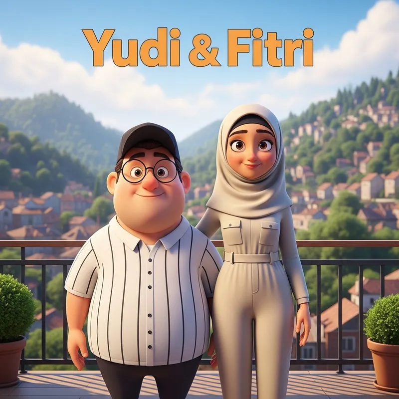 Yudi & Fitri Animated Movie Poster - Married Couple in 3D Animation