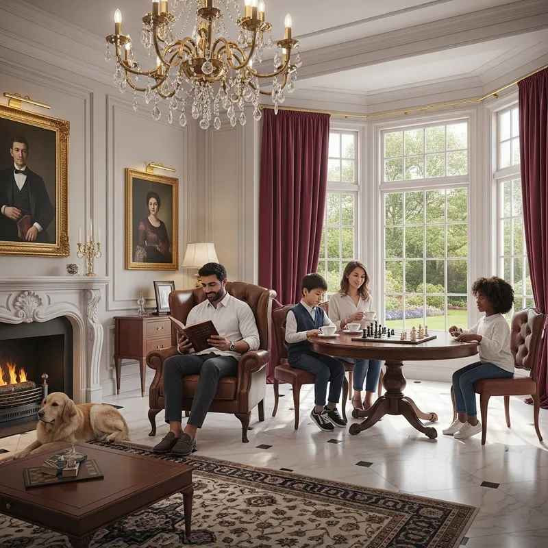 Luxurious Multicultural Family Scene: Diverse Opulence