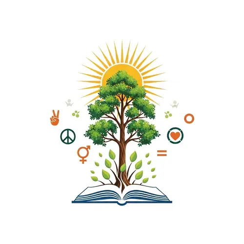 Compassionate Education Logo: Tree, Sun, Book & Humanistic Symbols