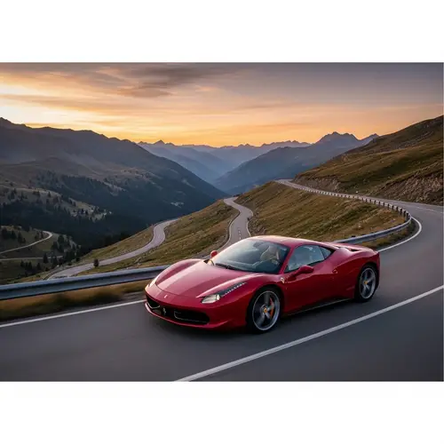 Luxury Sports Car Cruising Through Stunning Mountainscape