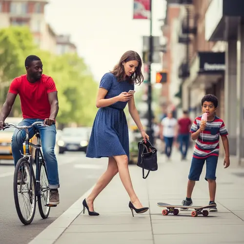 Urban Street Mishap: Amusing Collision in Afternoon Sunlight