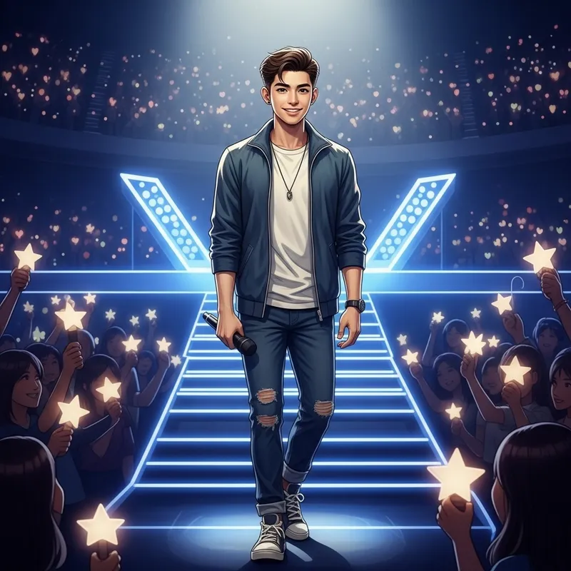 Energetic Asian Pop Star Jungkook | Youthful Concert Artist