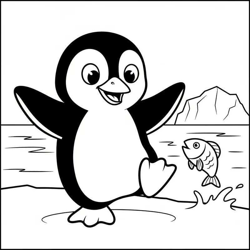 Playful Penguin Coloring for Kids | Classic Illustration