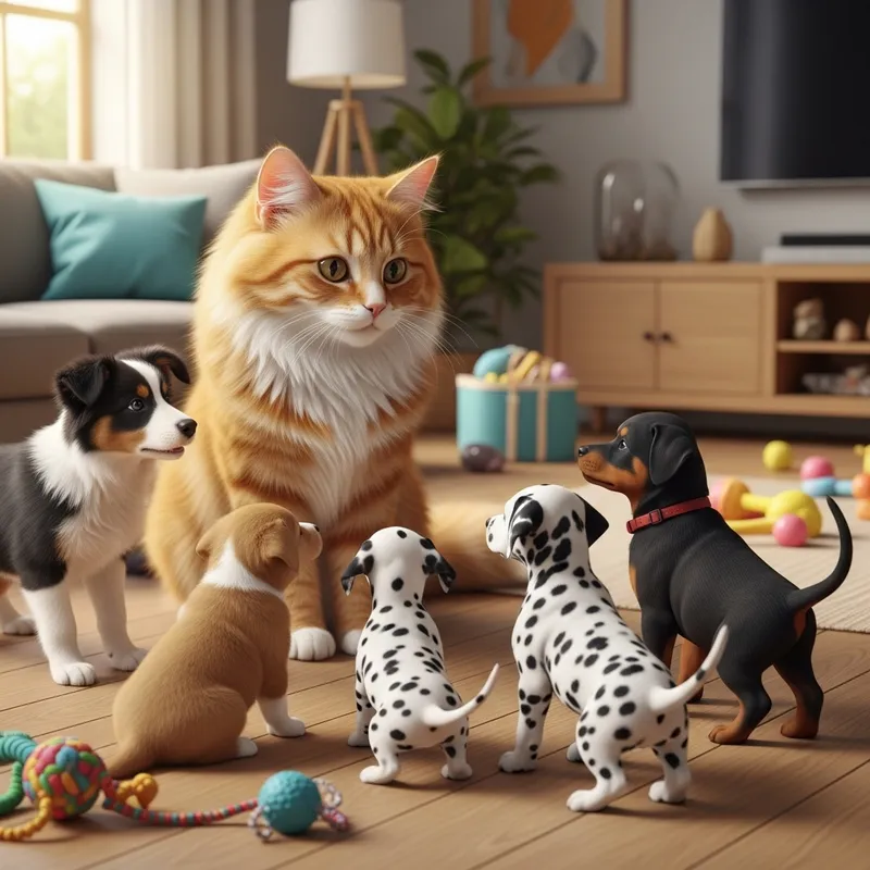 Female Cat Teaching Puppies: Nurturing Lessons