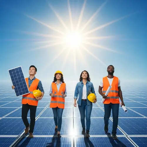 Diverse Solar Installation Team Under a Radiant Sun