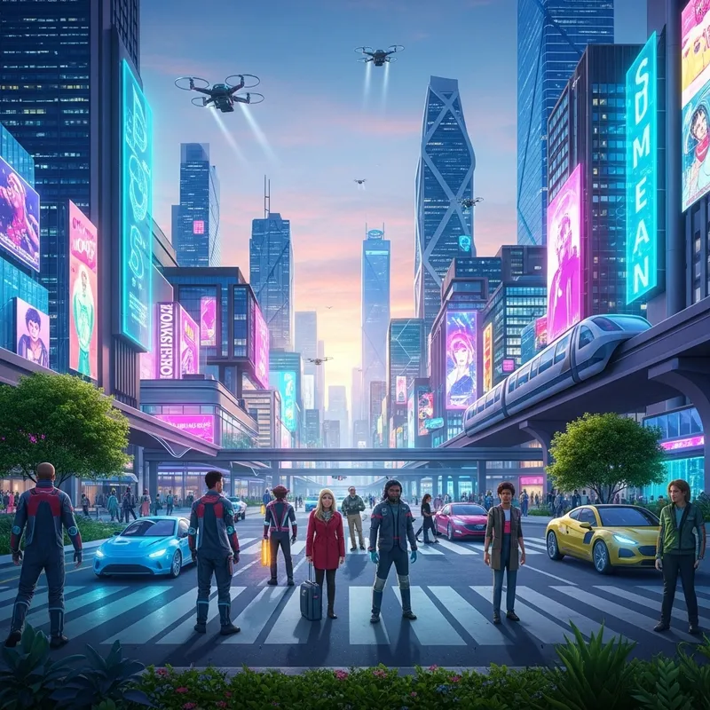 World-Class Futuristic Sci-Fi City: Diverse Technological Marvel