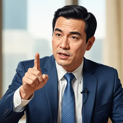 Finance Educator Pointing with Intensity | Portrait Art