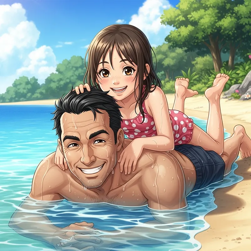 Vibrant Disney Pixar Style Cartoon: Beachfront Fun Story