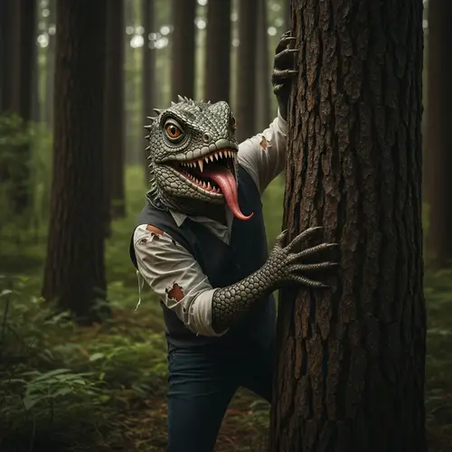 Man Transforming into Lizard in Woods | Reptile Metamorphosis