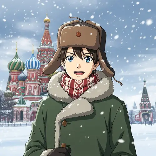 Russian Teenage Boy in Anime Style Illustration