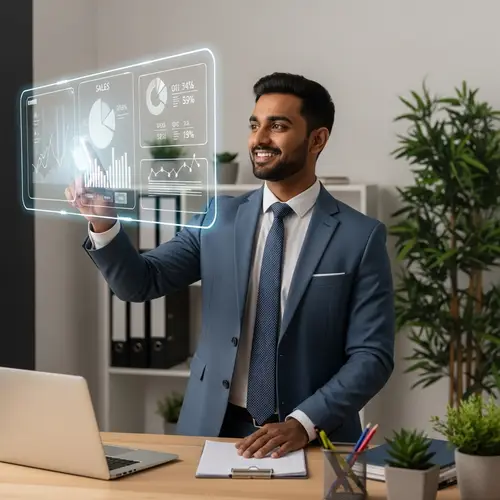 Professional South Asian Sales Executive in Modern Office Setting