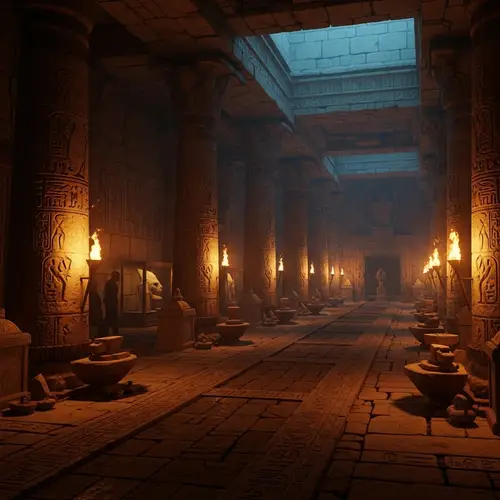 Mythical Halls of Amenti: Ancient Egyptian Subterranean Scene