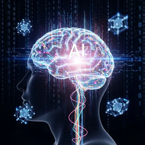 Futuristic Artificial Intelligence Illustration | Multicolored Brain Machine