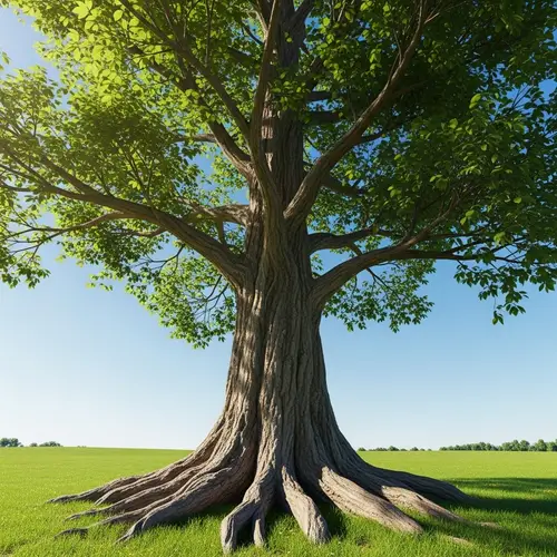 Detailed Realistic Tree Image | Green Leaves & Bark Texture