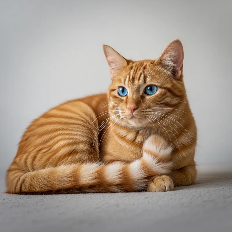 Orange Tomcat with Serene Ambiance | Captivating Blue Eyes & Fluffy Tail Orange Tomcat with Serene Ambiance | Captivating Blue Eyes & Fluffy Tail