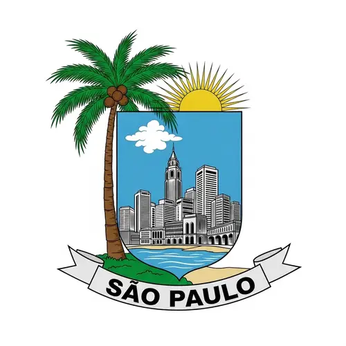 Coconut Tree & São Paulo Cityscape | Southern Brazil Emblem