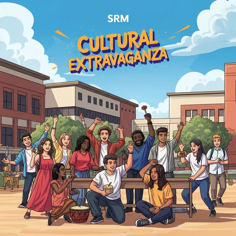 Dynamic Cultural Extravaganza Poster with Modern SRM Students