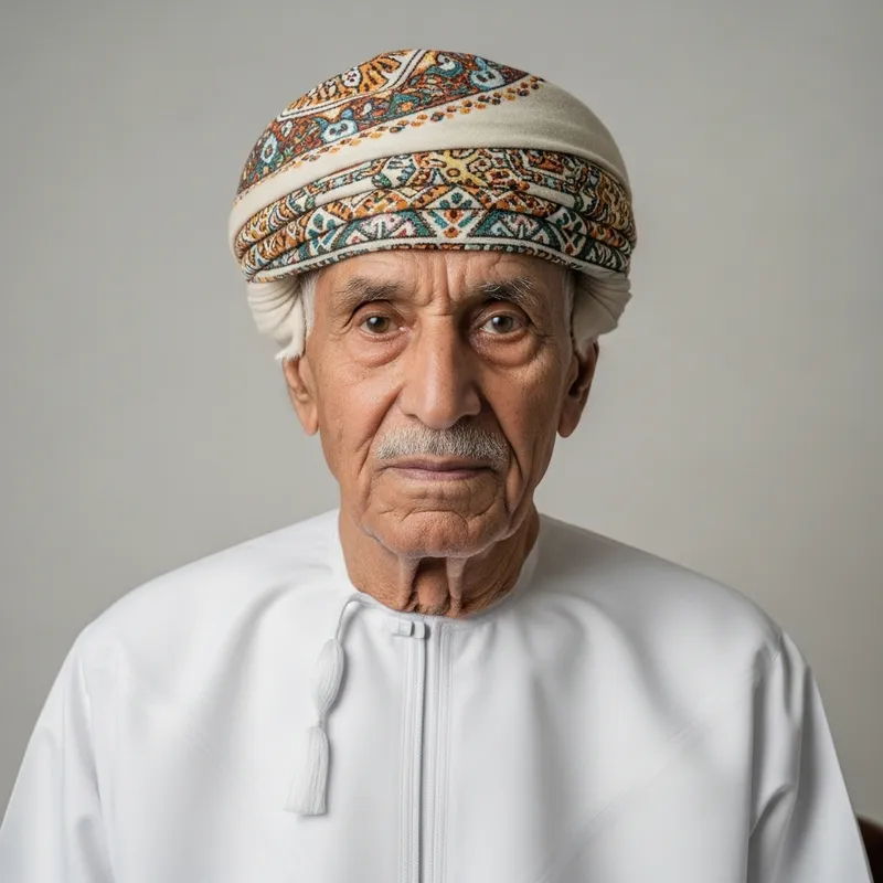 Elderly Omani Man in Traditional Attire | Portrait in Omani Dress