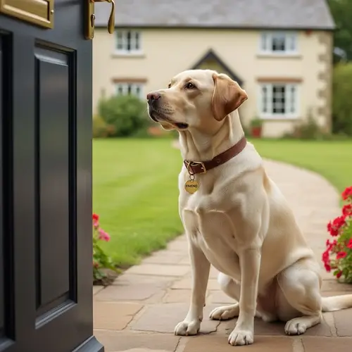 Loyal Friend: Labrador Dog Waiting at Countryside Cottage