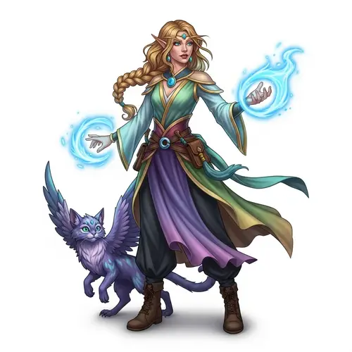Half-Elf Moon Druid: Colorful Robes & Magic Powers