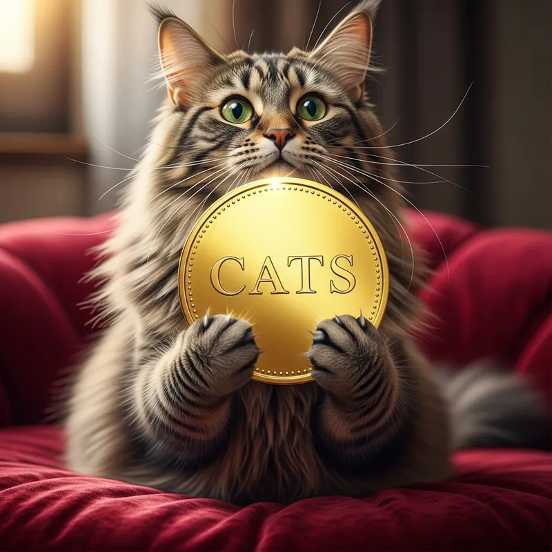 Cat Holding Gold Coin - Symbol of Wealth | YourWebsite