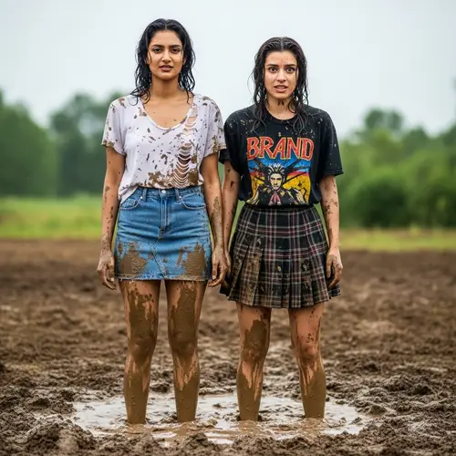 Fashion Meets Nature: Models in Mud