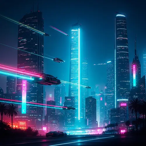 Ultra-Modern Cyberpunk Cityscape at Night | Neon Lights & Flying Cars