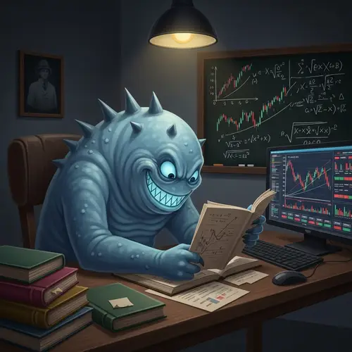 Mysterious Ghost-Like Creature Analyzing Stock Market Graphs