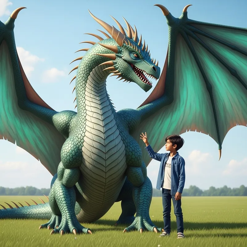 Child with Dragon - Enchanted Moment