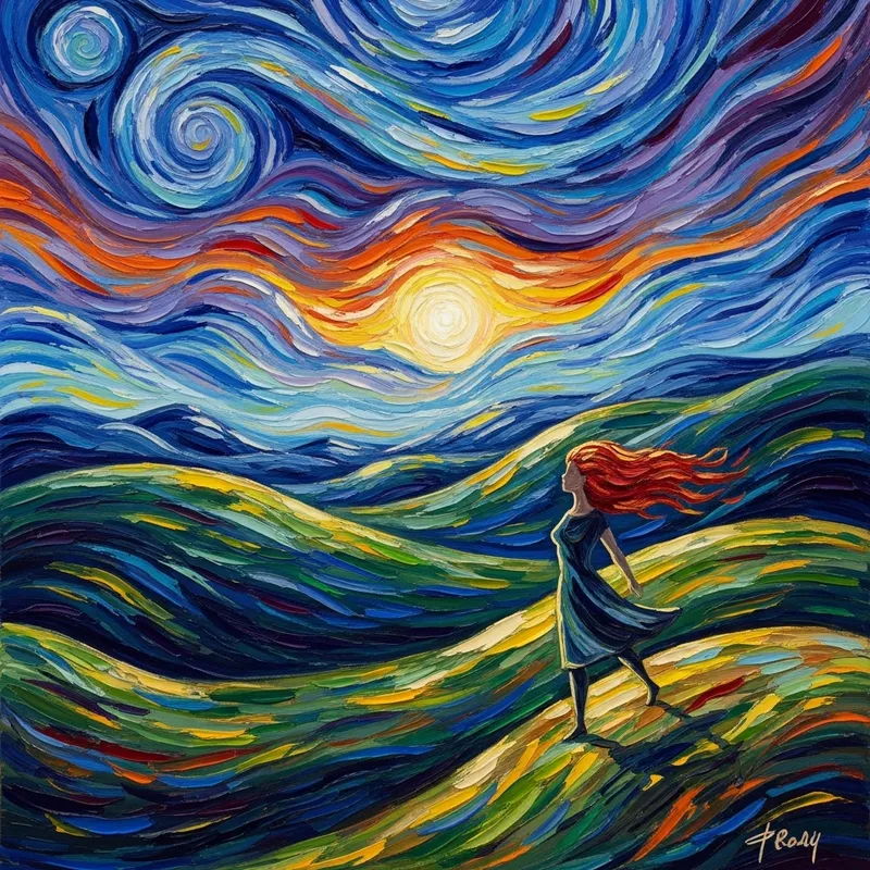 Empowering Resilience: Abstract Landscape Art Featuring Strong Women