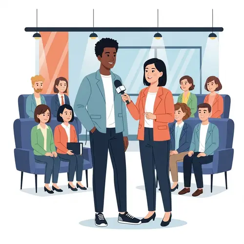 Modern Television Studio Interview with Diverse Spectators