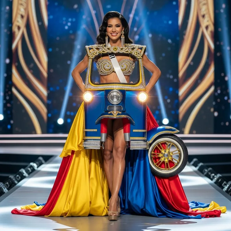 Miss Universe Thailand's Creative Tuk-Tuk Costume on Stage