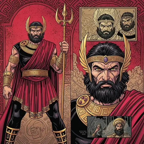 Powerful Greek God Comic Book Art