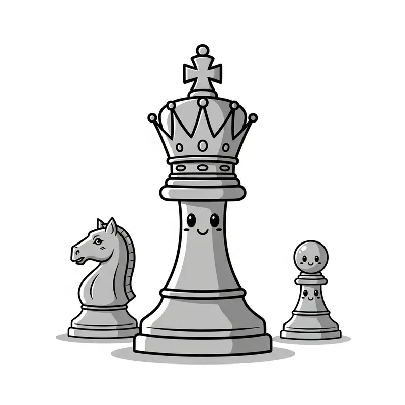 Adorable King Chess Piece Cartoon for Children's Drawing Book