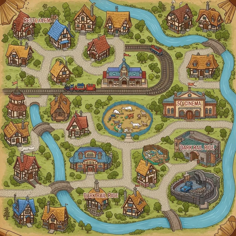 Antique Parchment Map: Rental Homes & Fairy Tale Entertainment Center