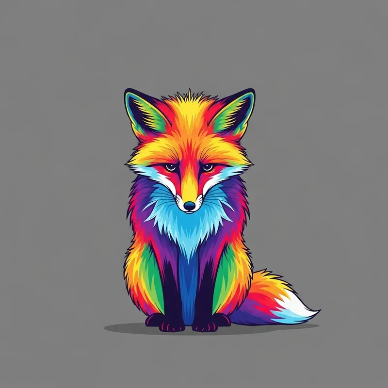 Rainbow Fur Fox: A Minimalist Portrait of Loneliness Rainbow Fur Fox: A Minimalist Portrait of Loneliness