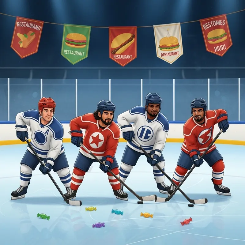 Playful Ice Hockey Game with Food and Candy Theme Playful Ice Hockey Game with Food and Candy Theme