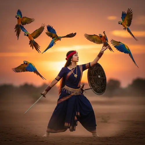 South Asian Warrior Girl Releases Parrots in Fierce Battle