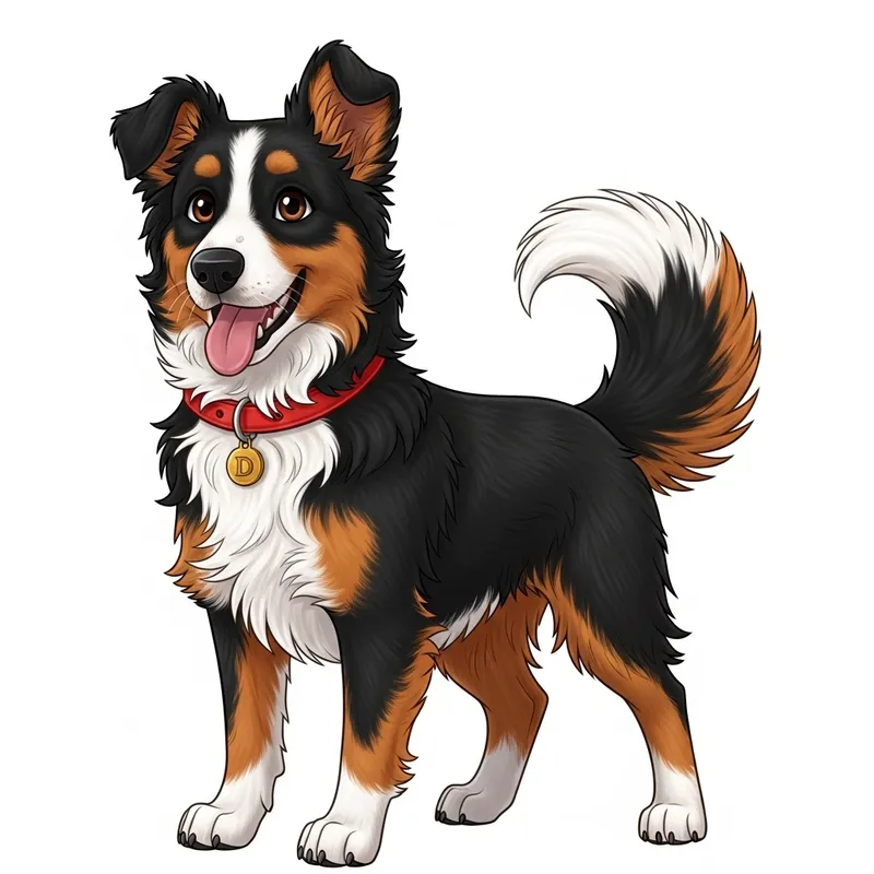 Adorable Dog with Luscious Fur in Black, Brown, and White