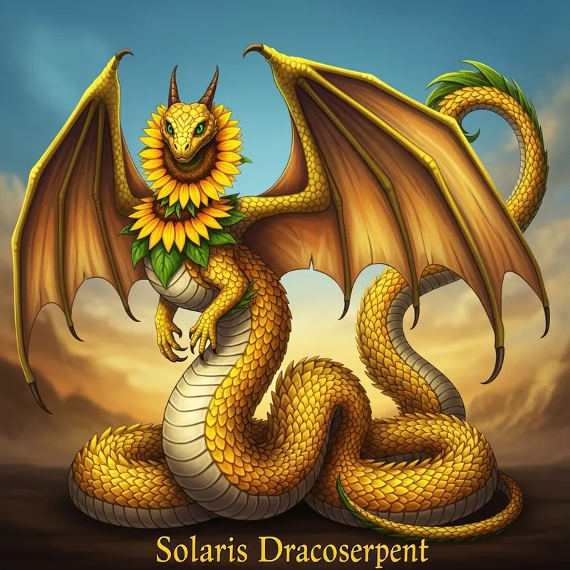 Solaris Serpentaurora - Unique Fusion of Snake, Dragon, and Sunflower