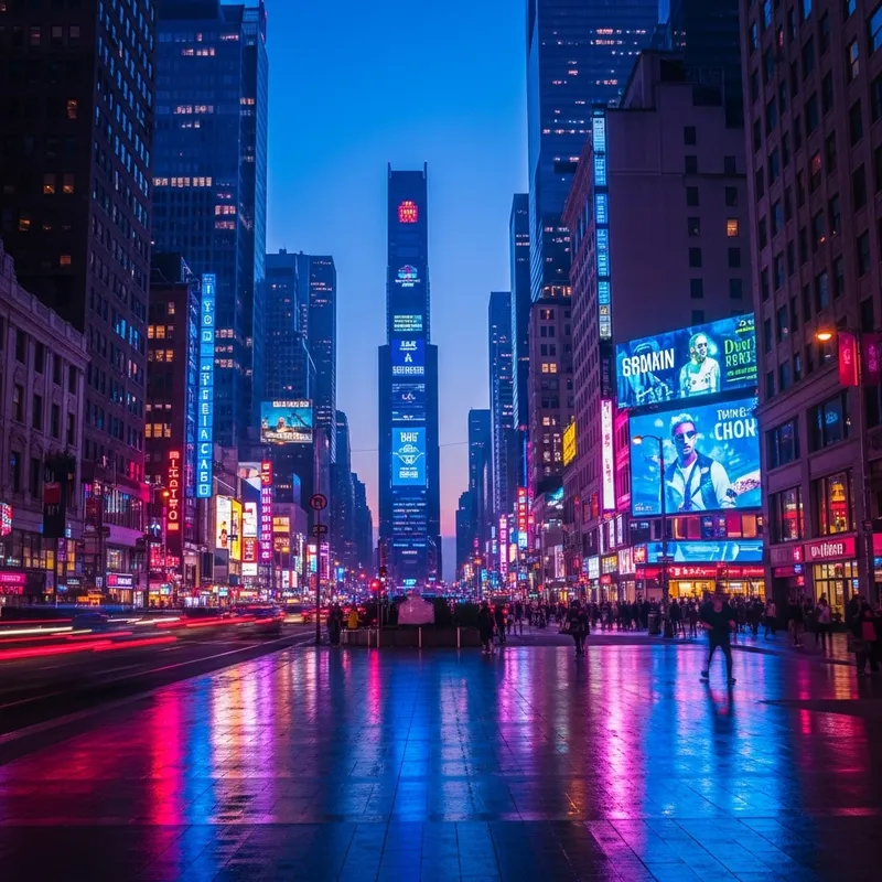 Vibrant Neon Cityscape at Twilight