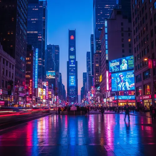 Vibrant Neon Cityscape at Twilight