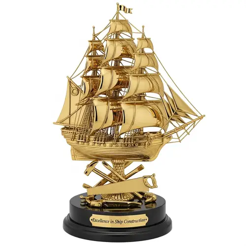 Intricately Designed Ship Construction Trophy