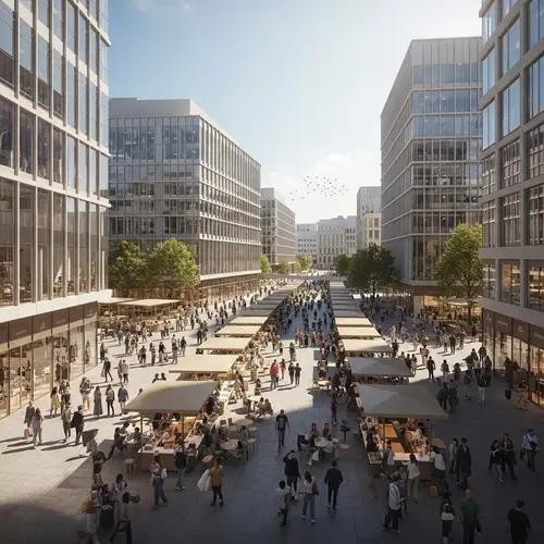 Urban Central Market: Grand Plaza and Contemporary Stalls