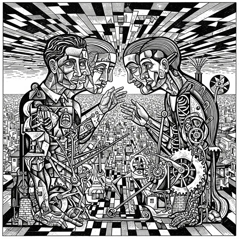 Empathy: A Fusion of Distorted Perspectives and Interlocking Designs