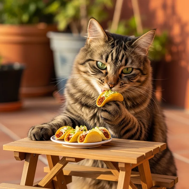 Cat Eating Tacos - Cute and Funny Image